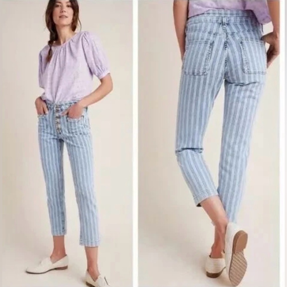 Anthropologie Pilcro and the letterpress railroad striped ankle jeans - size 30